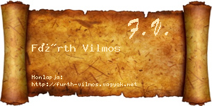 Fürth Vilmos névjegykártya