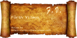 Fürth Vilmos névjegykártya